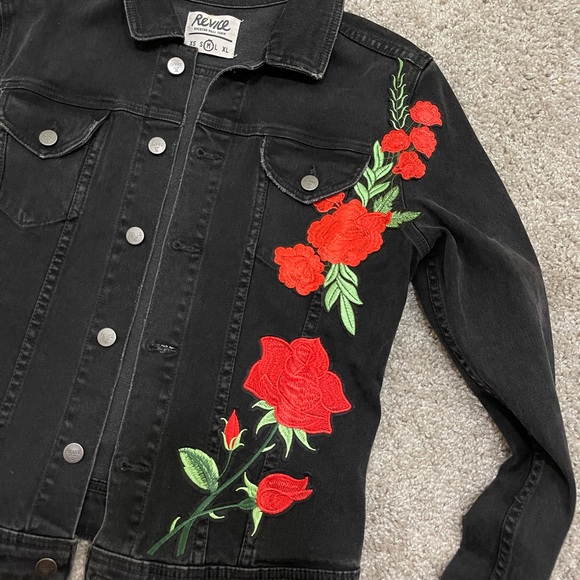 Revice Black Rose Embroidery Jacket Size M - Picture 2 of 5